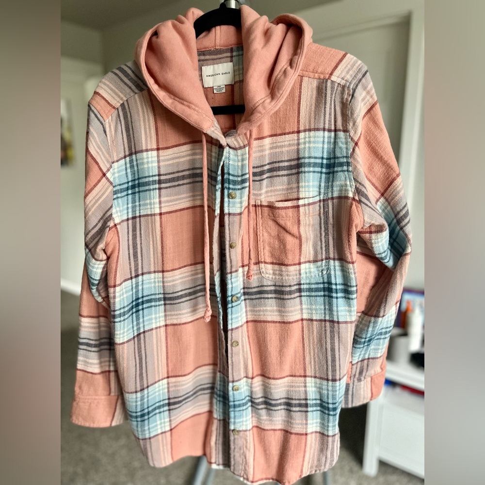American Eagle Outfitters Women’s Plaid Hooded Flannel